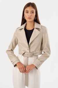 LAMARQUE | Katija Convertible Faux Leather Trench - Clay