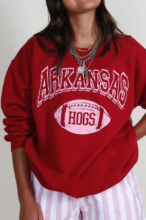 Razorbacks Football Thrifted Sweatshirt - Cardinal