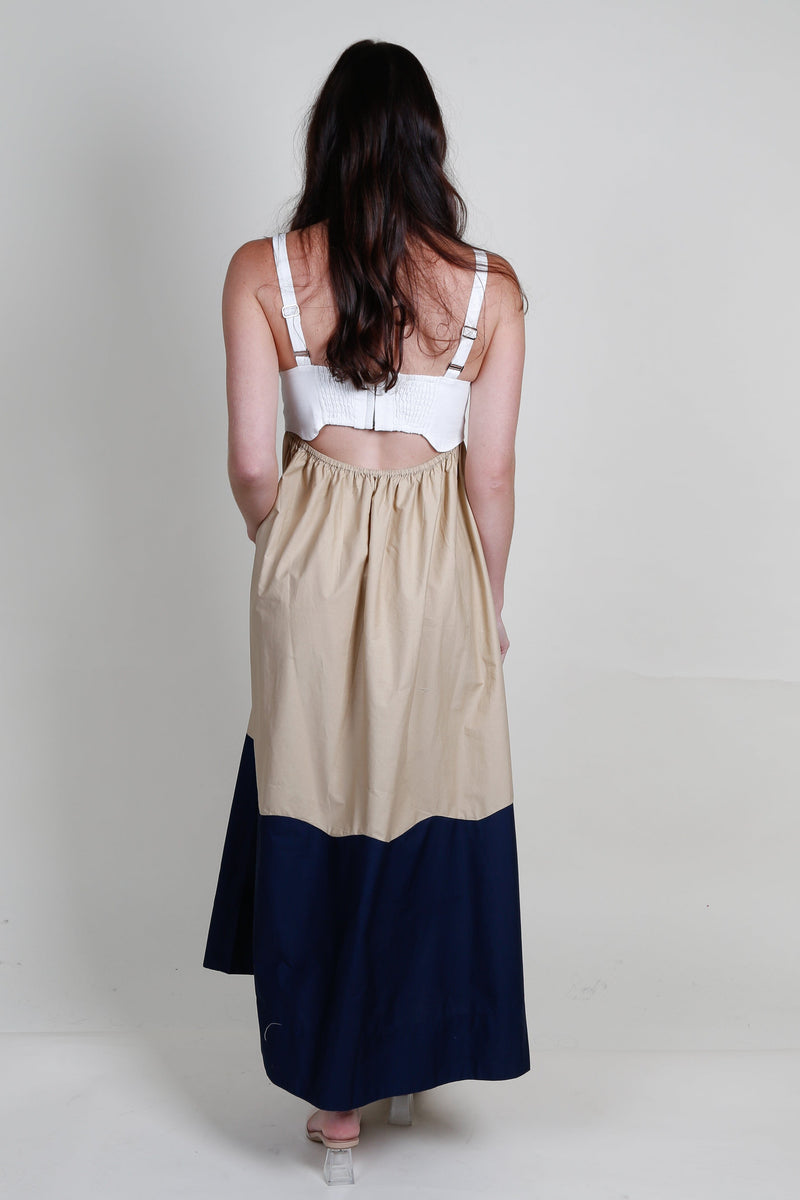 MON RENN | Formation Sundress - White Sand/Navy