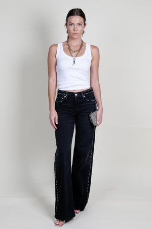 RE/DONE | Studded Mid Rise Wide Leg - Black