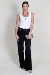 RE/DONE | Studded Mid Rise Wide Leg - Black