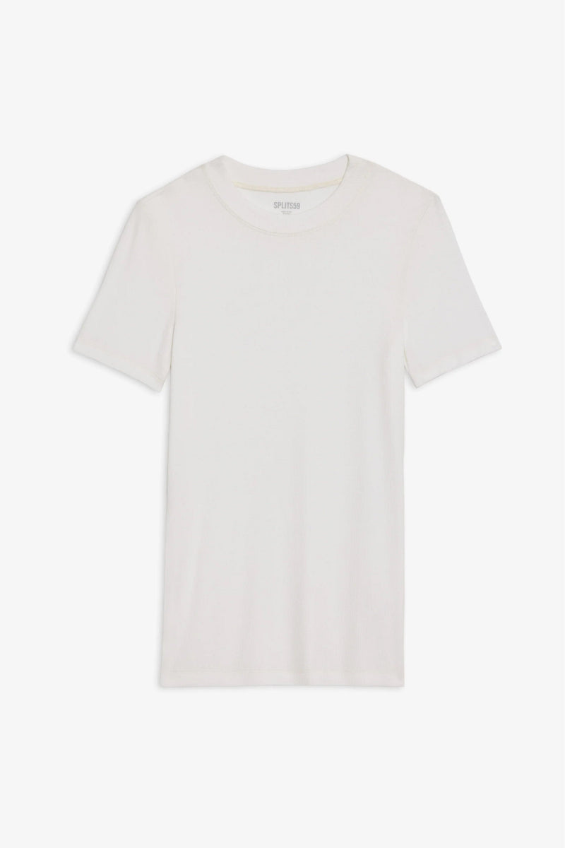 SPLITS59 | Louise Rib Short Sleeve - White