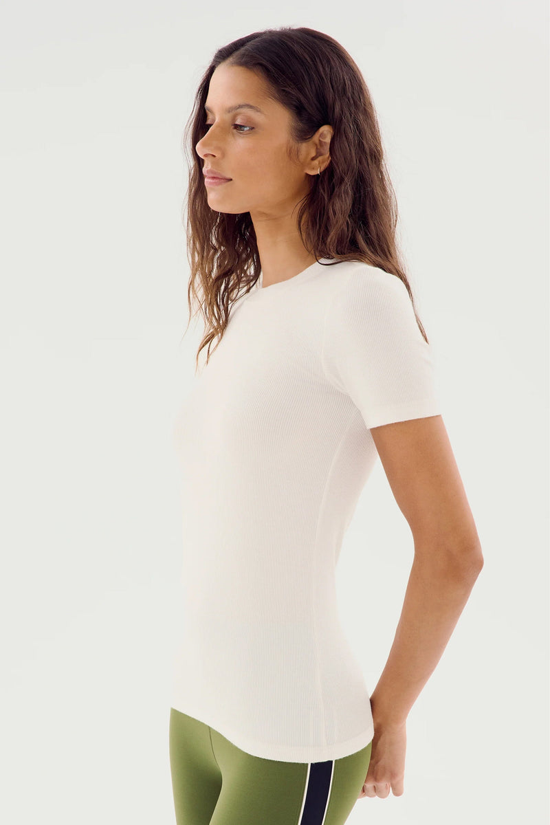 SPLITS59 | Louise Rib Short Sleeve - White