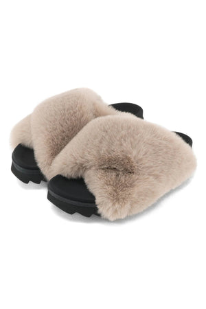 ROAM | Cloud Slippers - Nude Faux Fur