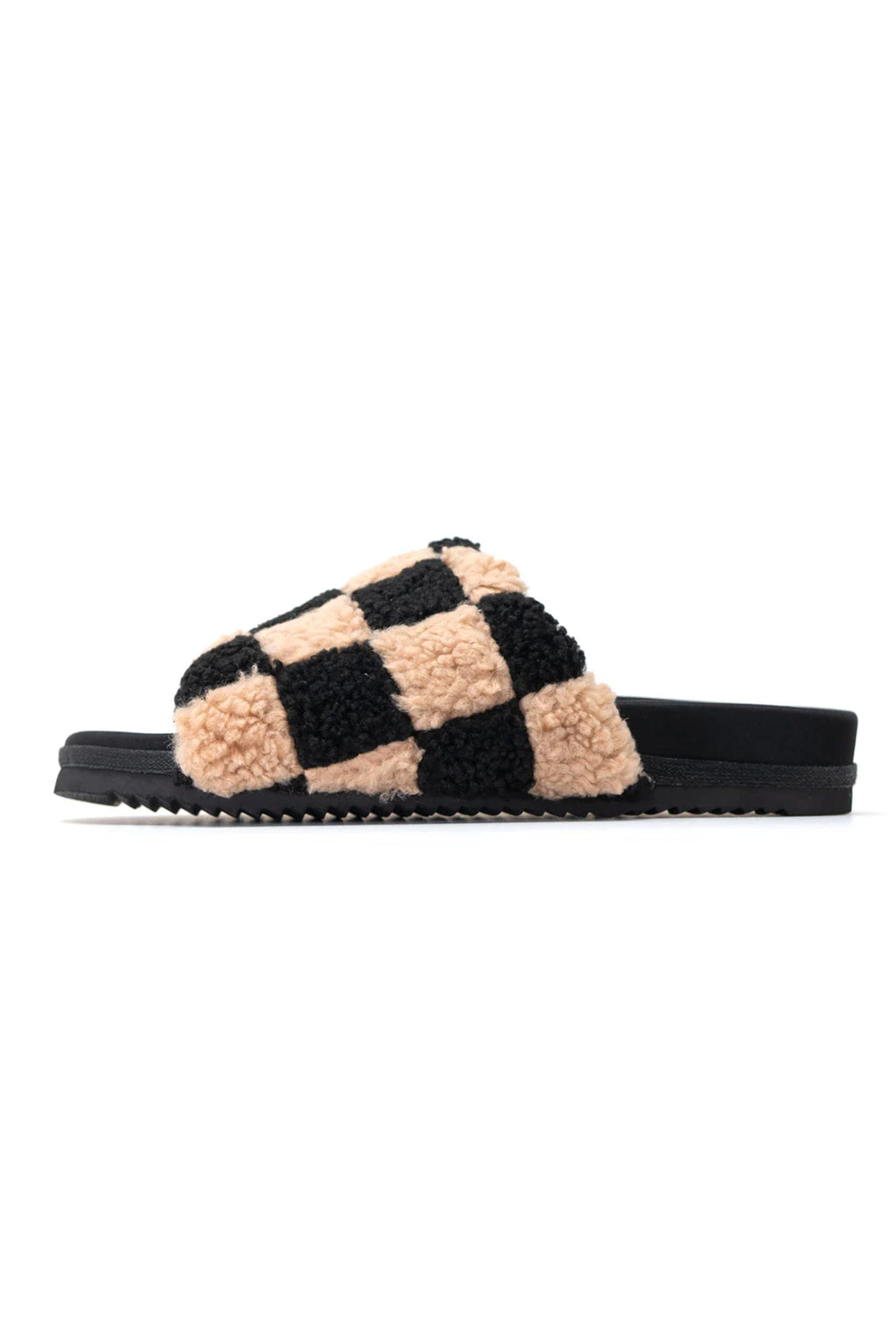 ROAM | Fuzzy Checker Slider - Black/Beige