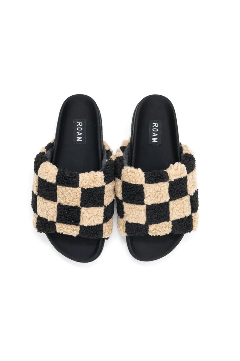 ROAM | Fuzzy Checker Slider - Black/Beige