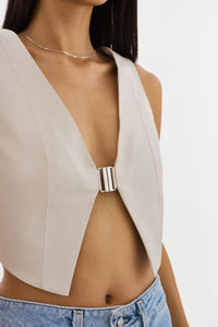 LAMARQUE | Estrella Leather Vest Top - Bone