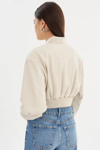 LAMARQUE | Evelin Faux Leather Cropped Bomber - Bone