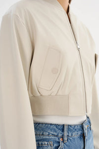 LAMARQUE | Evelin Faux Leather Cropped Bomber - Bone