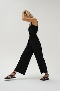 LNA | La Rosa Linen Jumpsuit - Black