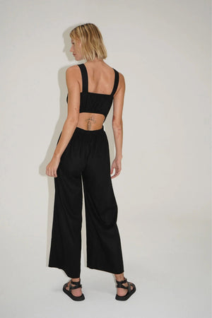 LNA | La Rosa Linen Jumpsuit - Black