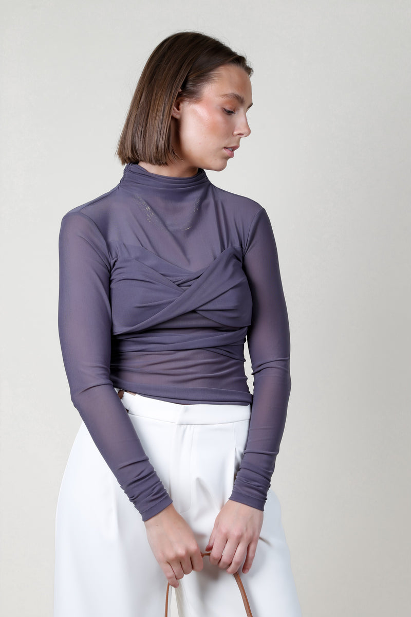 MISHA | Tamsin Mesh Top - Ash Grey