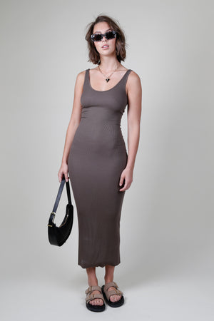 ENZA COSTA | Stretch Silk Knit Maxi Tank Dress - Shitake