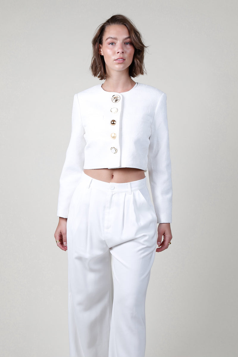 DEREK LAM | Juliette Mixed Button Jacket - Eggshell