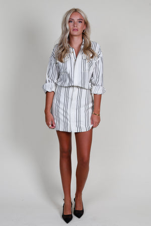 LINE & DOT | Freddie Stripe Mini Dress - Taupe & Grey