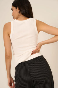 PROJECT SOCIAL T | Cooper Sweater Rib Tank - White