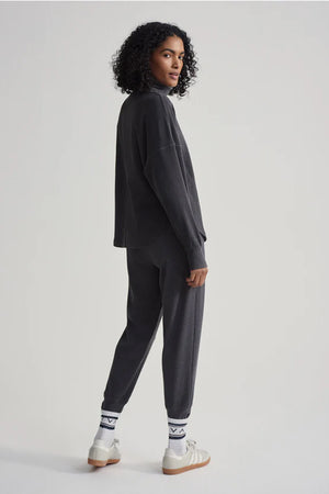 VARLEY | Brushed Rib Slim Cuff Pant - Black Marl