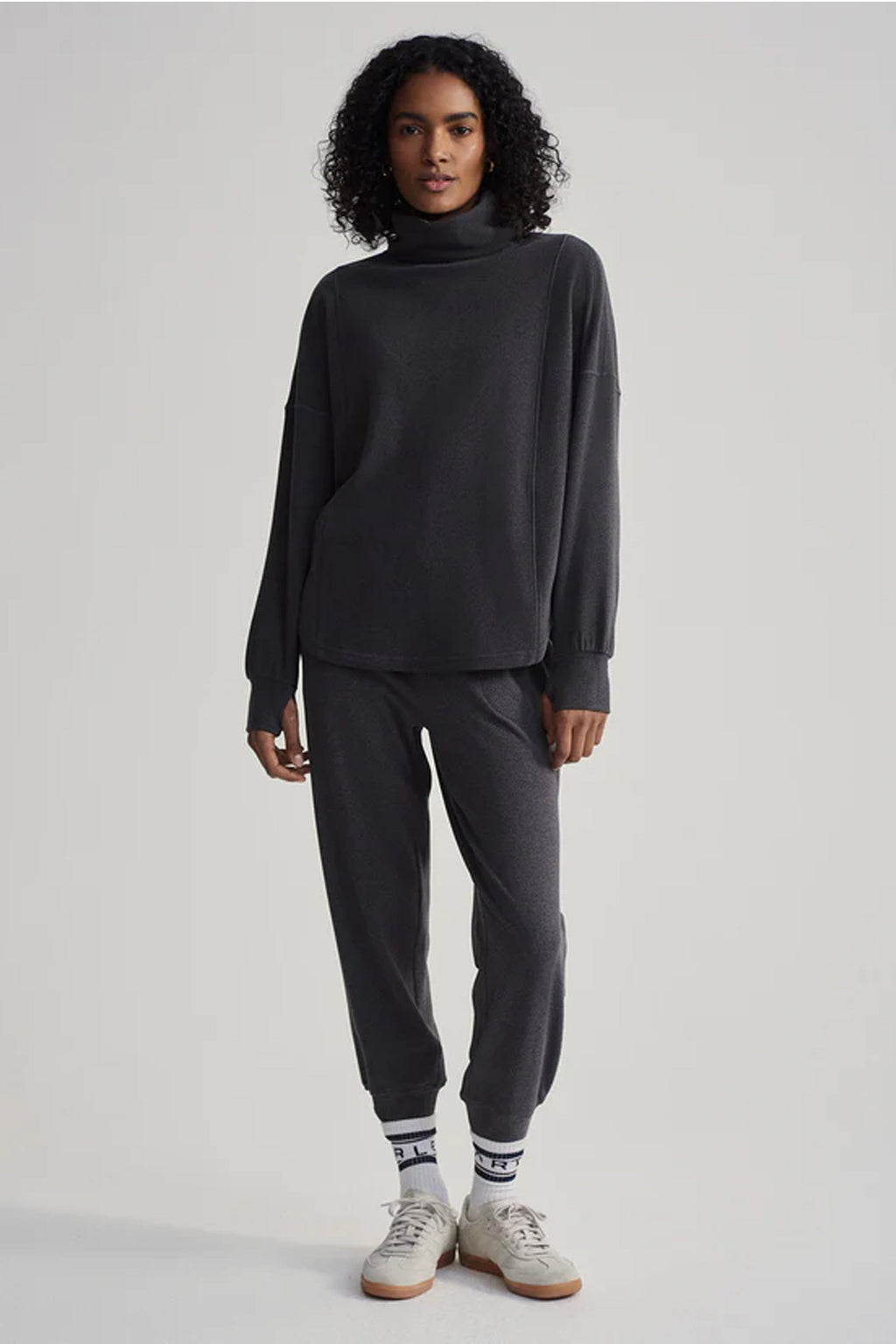 VARLEY | Rainer Roll Neck Jumper - Black Marl