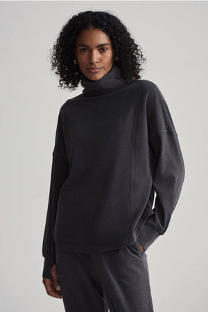 VARLEY | Rainer Roll Neck Jumper - Black Marl