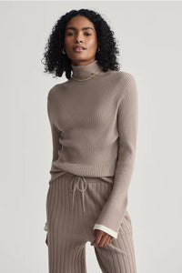 VARLEY | Ravena Rib Knit High Neck Top - Fungi