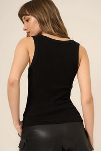 PROJECT SOCIAL T | Cooper Sweater Rib Tank - Black