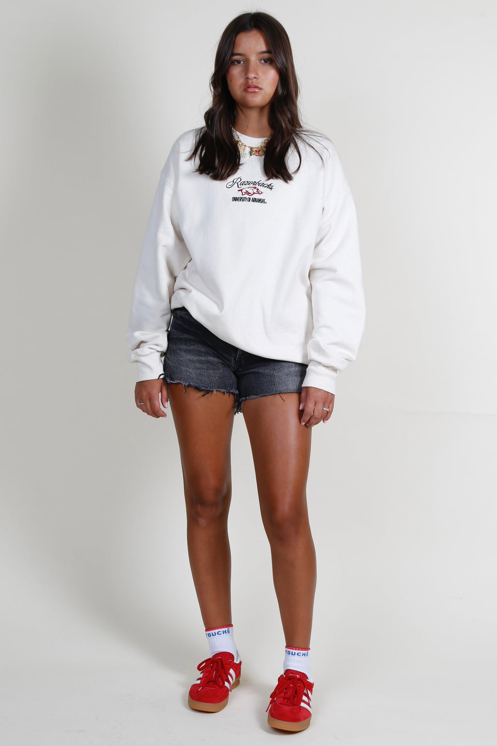 AR Razorbacks Embroidered Sweatshirt - Cream