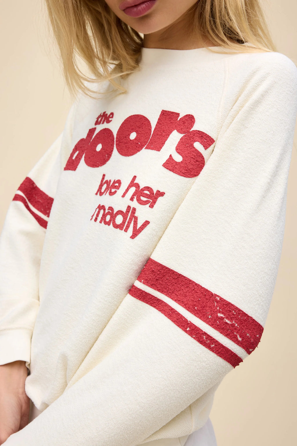 DAYDREAMER | The Doors Love Her Madly Reverse Raglan Crew - Stone Vintage