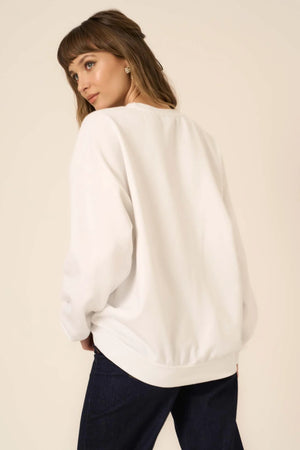 PROJECT SOCIAL T | Flocked Bow Sweatshirt - White